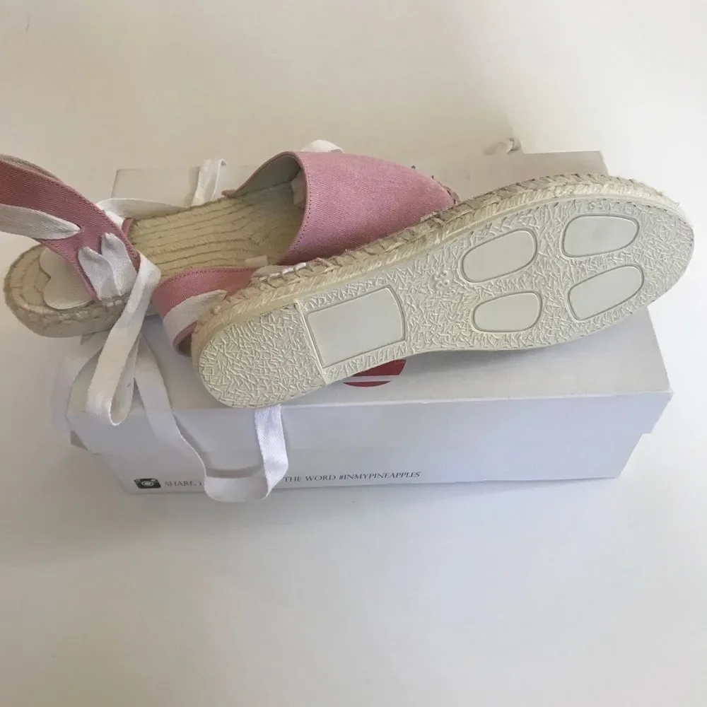 Pineapples and love pink lace up espadrille